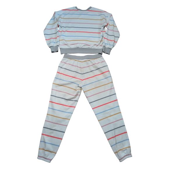 PJ Salvage Pajama Set Small Striped Lounge Sweatshirt Jogger Sleepwear Comfort - Picture 2 of 9